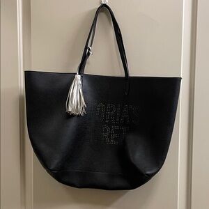 Victoria's Secret Black Tote with Silver Tassel